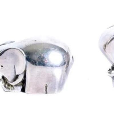Group, 3 Silver Modernist Style Elephant Family
