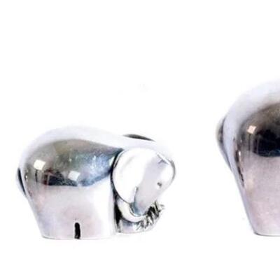 Group, 3 Silver Modernist Style Elephant Family