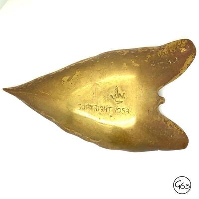 2 Vintage VA Metalcrafters Brass Leaf Trinket Dishes