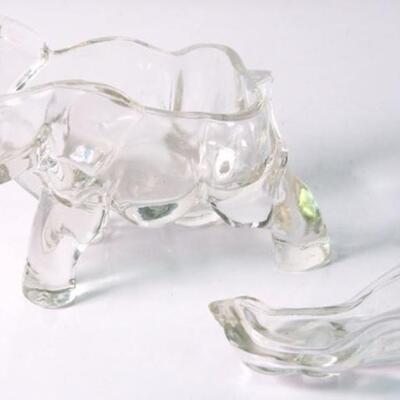 Vintage Lidded Glass Elephant Candy Dish
