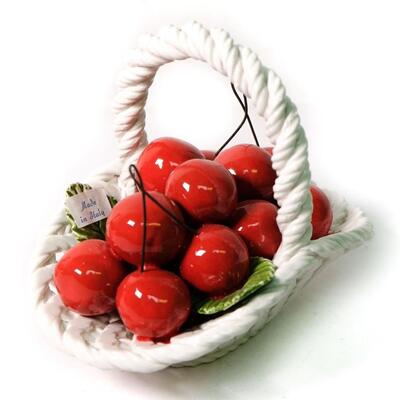 Pair of Ceramic Hand painted Capodimonte Cherry Baskets