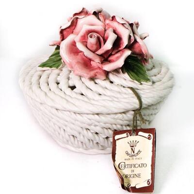 Grouping of 3 Capodimonte Ceramic Compotes & Basket w/ Lid