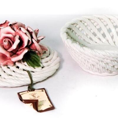 Grouping of 3 Capodimonte Ceramic Compotes & Basket w/ Lid