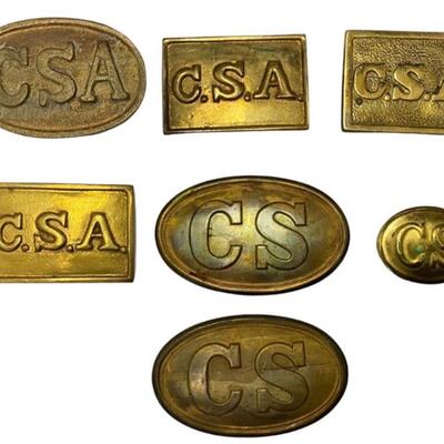 Grouping of 7 CSA/CS Brass & Metal Belt Buckles