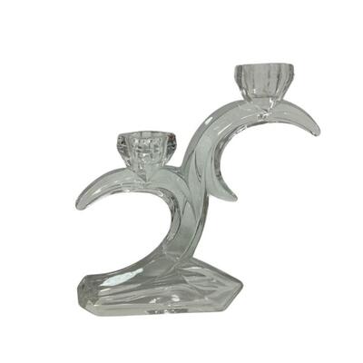 Pair of Vintage Lead Crystal Flame Candle Holders