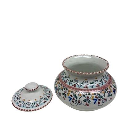 Continental Painted Pottery Covered Jar