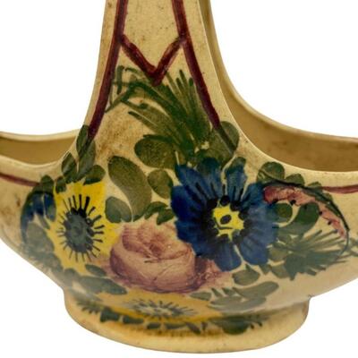 Antique Belgium Faience Earthenware Handled Vessel