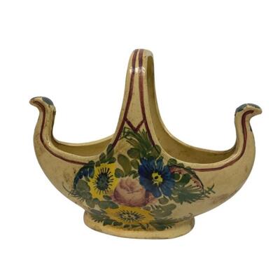 Antique Belgium Faience Earthenware Handled Vessel