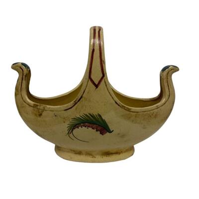 Antique Belgium Faience Earthenware Handled Vessel
