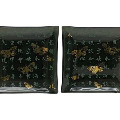 Pair of Glass Butterfly Motif Trinket Dishes