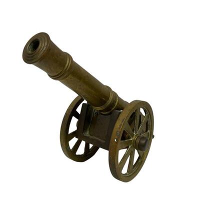 Brass Cannon Table Top Sculpture, 13"