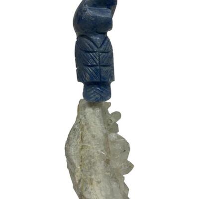 Stone Carved Owl On Quartz Base