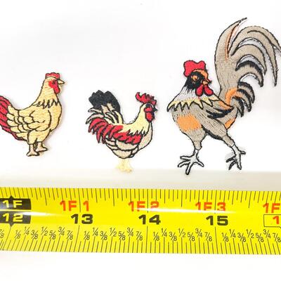 ROOSTERS & HENS EMBROIDERED PATCHES BUNDLE OF 4