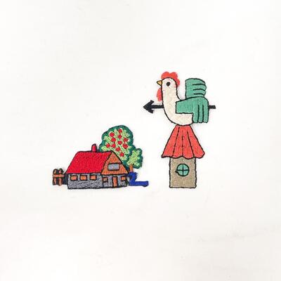 COUNTRY HOME & WEATHER VANE EMBROIDERED PATCHES BUNDLE OF 2