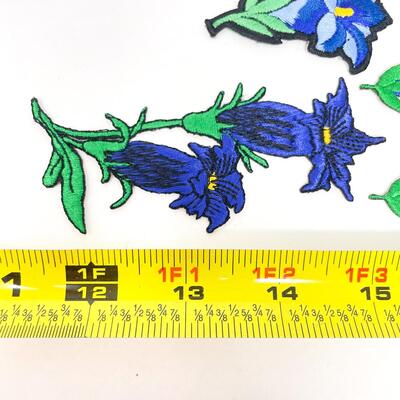 GERMAN BLUE FLOWERS EMBROIDERED PATCHES BUNDLE OF 4