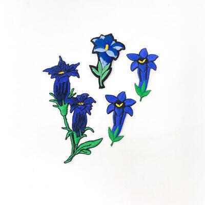 GERMAN BLUE FLOWERS EMBROIDERED PATCHES BUNDLE OF 4