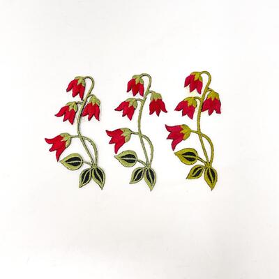 GERMAN RED FLOWER EMBROIDERED PATCHES SET OF 3