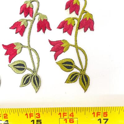 GERMAN RED FLOWER EMBROIDERED PATCHES SET OF 3