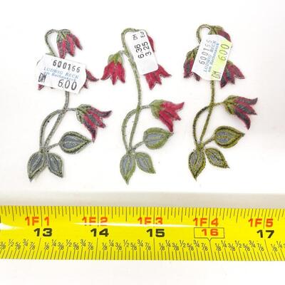 GERMAN RED FLOWER EMBROIDERED PATCHES SET OF 3
