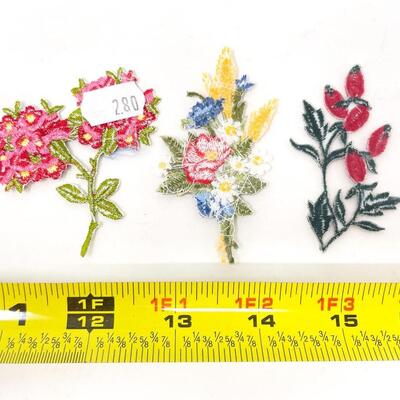 EMBROIDERED FLOWER PATCHES BUNDLE OF 3