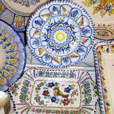 Lot of 6 hand-painted Spanish Talavera Plates by El Carmen, De La Reina, P. ARZ & DeLa Cal Barrellza Puente