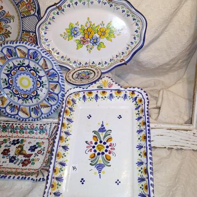Lot of 6 hand-painted Spanish Talavera Plates by El Carmen, De La Reina, P. ARZ & DeLa Cal Barrellza Puente