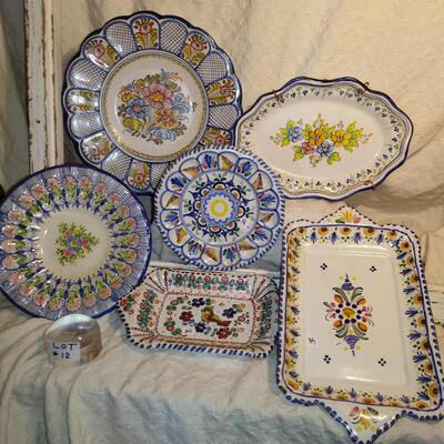Lot of 6 hand-painted Spanish Talavera Plates by El Carmen, De La Reina, P. ARZ & DeLa Cal Barrellza Puente