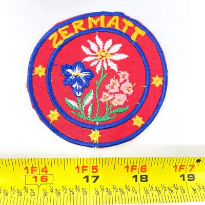 ZERMATT SWITZERLAND WILDFLOWERS ROUND SOUVENIR BADGE/PATCH