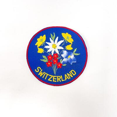 LARGE ROUND SWITZERLAND WILDFLOWER SOUVENIR BADGE/PATCH #3