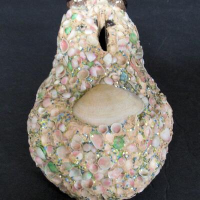 Small Pottery Frog With Shells Bank