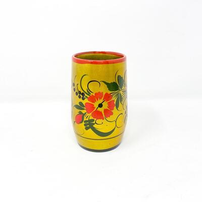 VINTAGE 4â€ USSR RUSSIAN KHOKHLOMA CUP - WOODEN