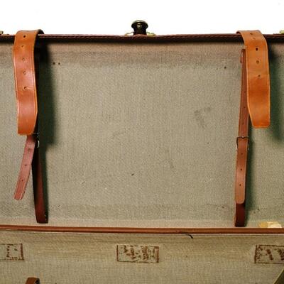 Large Brown Leather Trunk Suitcase