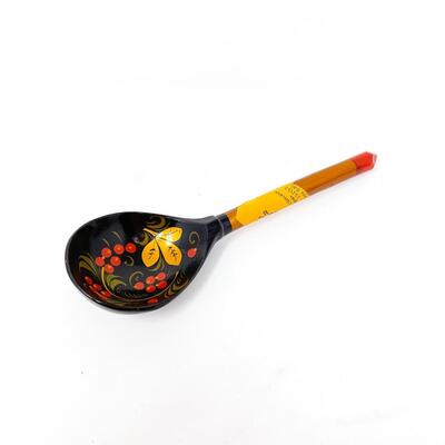 VINTAGE USSR RUSSIAN KHOKHLOMA SERVING SPOON - WOODEN
