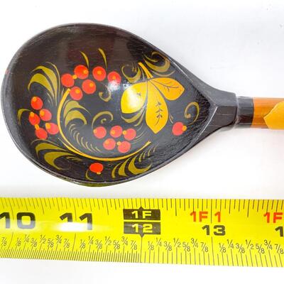 VINTAGE USSR RUSSIAN KHOKHLOMA SERVING SPOON - WOODEN