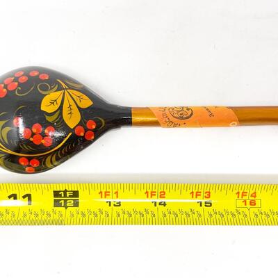 VINTAGE USSR RUSSIAN KHOKHLOMA SERVING SPOON - WOODEN