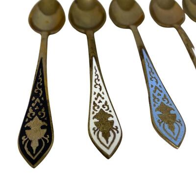 Set of 5 Slam Royal Enamel Demitasse Spoons