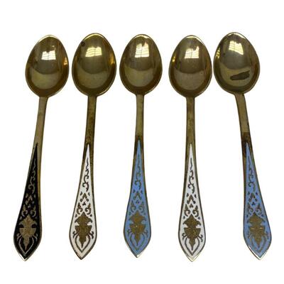 Set of 5 Slam Royal Enamel Demitasse Spoons