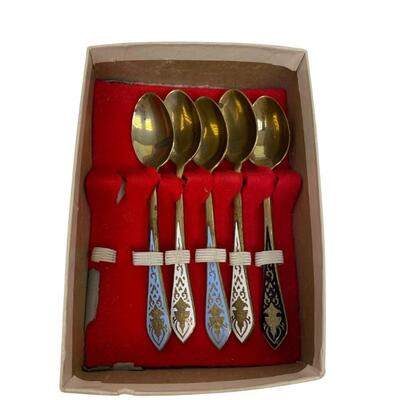 Set of 5 Slam Royal Enamel Demitasse Spoons