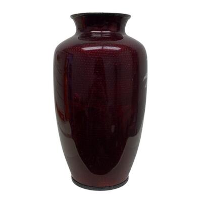 Japanese Ginbari Cloisonne Pigeon Blood Koi Fish Vase