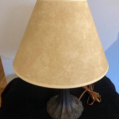 Antique Bronzed Metal Lamp Base with Shade. Re-wired and working