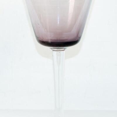 Set of 4 Purple Amethyst Glass Wine Goblets