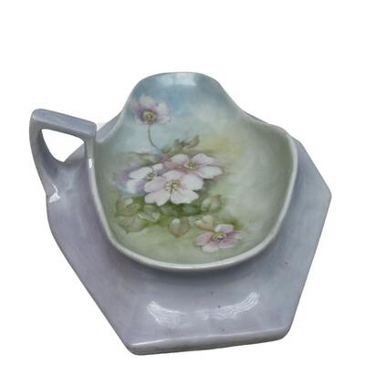 Porcelain Handled Floral Painted BonBon Dish