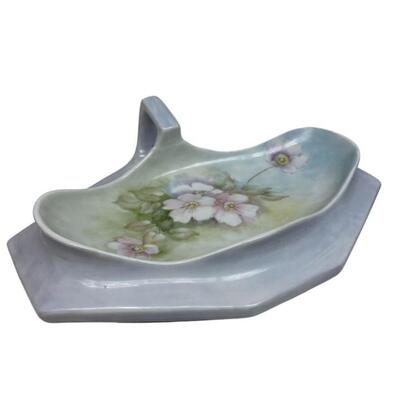 Porcelain Handled Floral Painted BonBon Dish