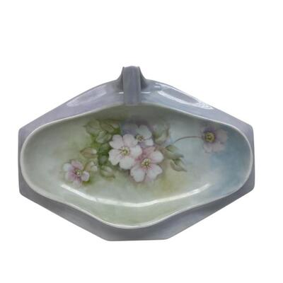 Porcelain Handled Floral Painted BonBon Dish