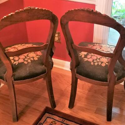 Lot #98  Pair Antique Balloon Back Parlor Chairs