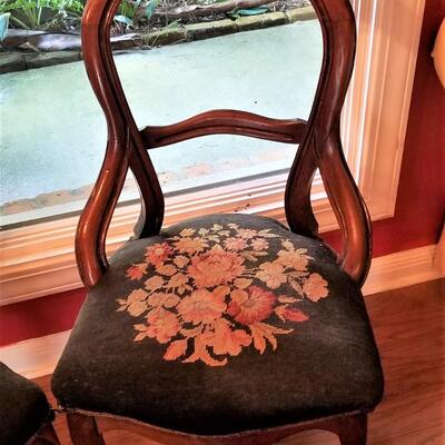 Lot #98  Pair Antique Balloon Back Parlor Chairs