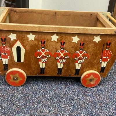 Vintage Drummer Boy Wooden Wagon