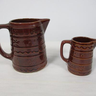 Pair of Mar-Crest Stoneware Pitchers Marked USA