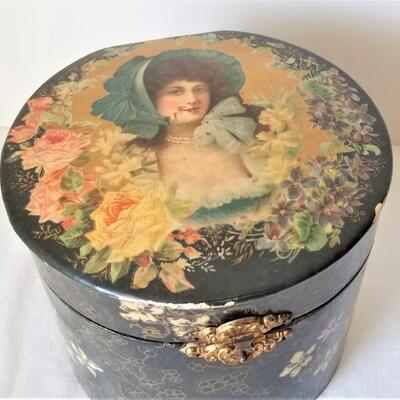 Lot #100  Antique Celluloid Men's Collar Box filled with antique shirt collars