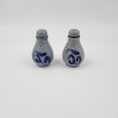 GERMAN WESTERWALD STONEWARE SALT & PEPPER SHAKERS